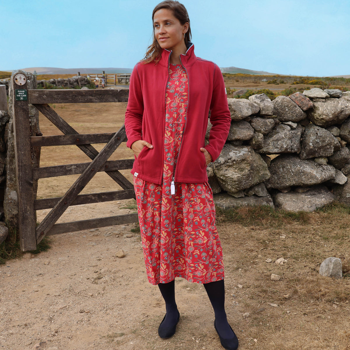 LJ534 - Printed Midi Dress - Garland Flowers