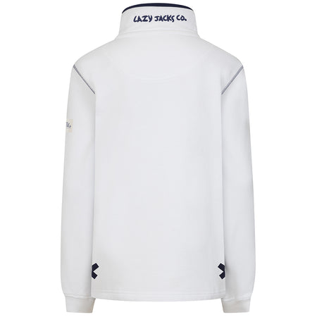 LJ5 - Ladies Button Neck Sweatshirt - White