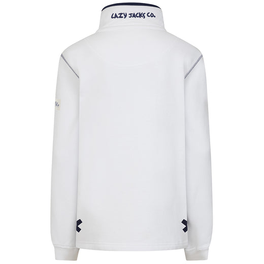 LJ5 - Ladies Button Neck Sweatshirt - White