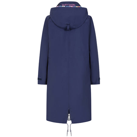 LJ67 - Ladies Long Waterproof Coat - Marine Posy