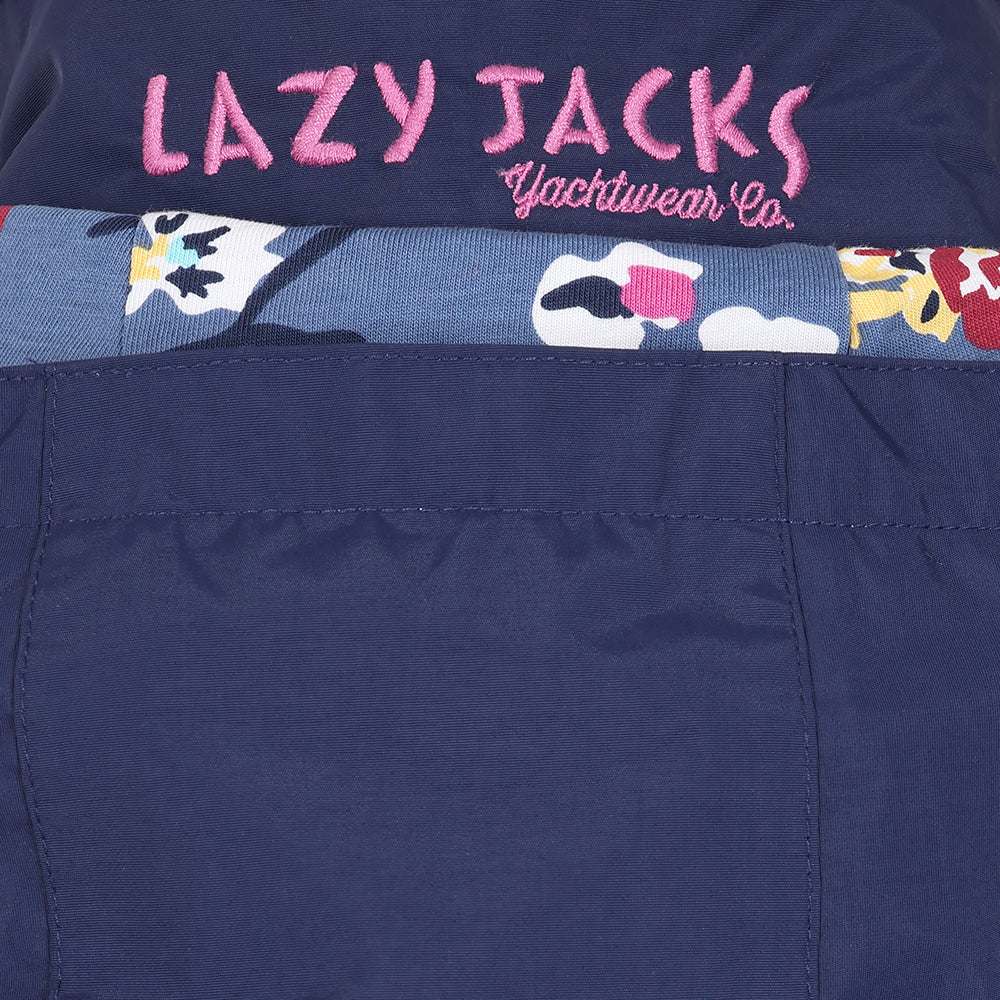 LJ67 - Ladies Long Waterproof Coat - Marine Posy