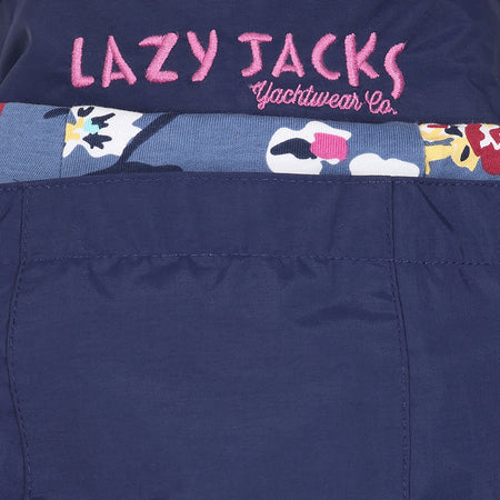 LJ67 - Ladies Long Waterproof Coat - Marine Posy