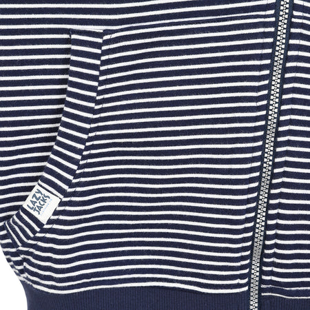 LJ68 - Mens Striped Hooded Zip Thru Sweatshirt - Marine