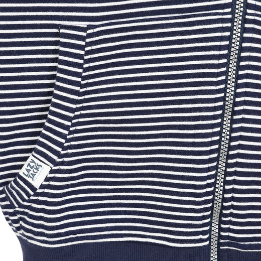 LJ68 - Mens Striped Hooded Zip Thru Sweatshirt - Marine