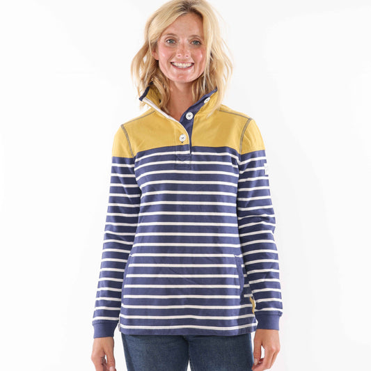 LJ6 - Ladies Button Neck Sweatshirt - Heather