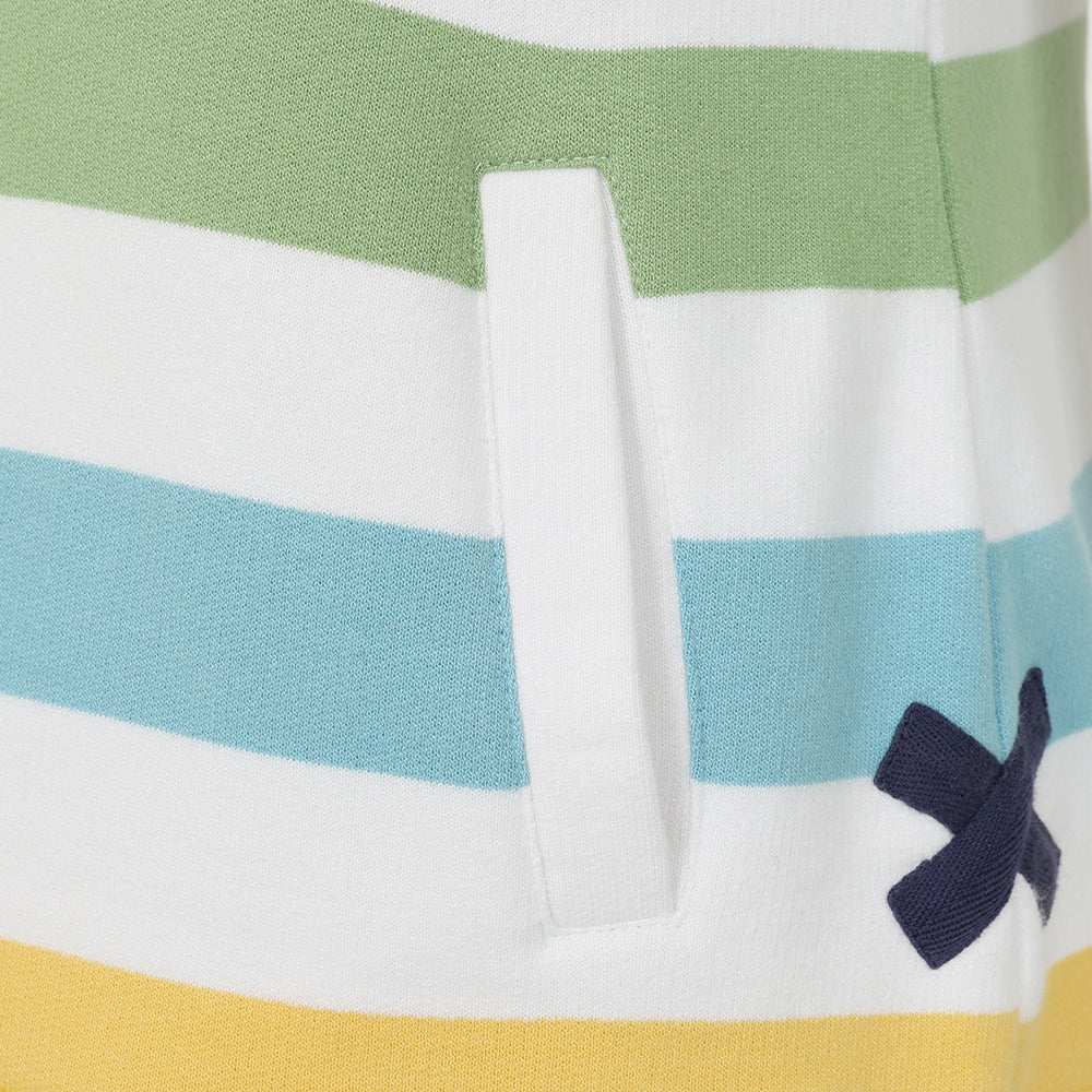 LJ6 - Ladies Striped Button Neck Sweatshirt - Greens