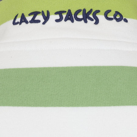 LJ6 - Ladies Striped Button Neck Sweatshirt - Greens