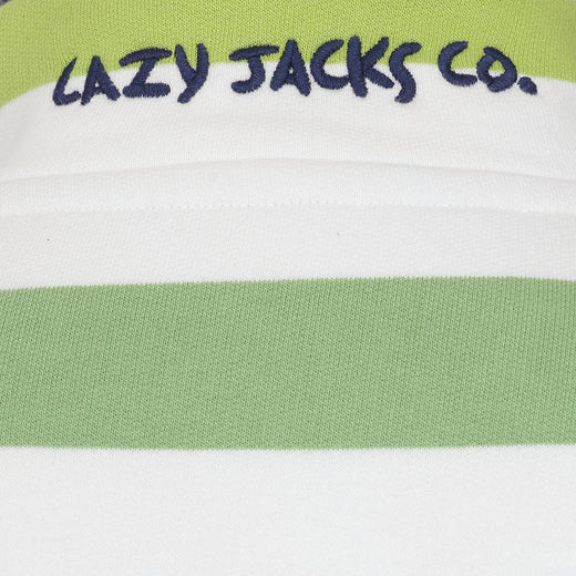 LJ6 - Ladies Striped Button Neck Sweatshirt - Greens