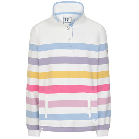 LJ6 - Striped Button Neck Sweatshirt - Pastel