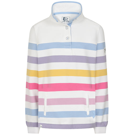 LJ6 - Striped Button Neck Sweatshirt - Pastel