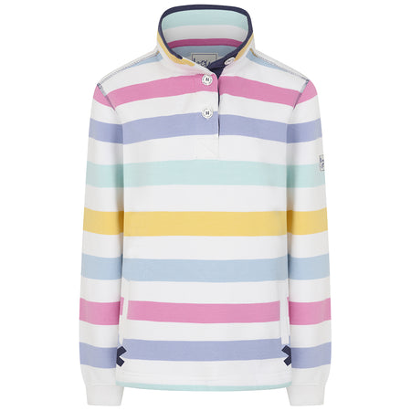 LJ6 - Ladies Striped Button Neck Sweatshirt - Watercolours