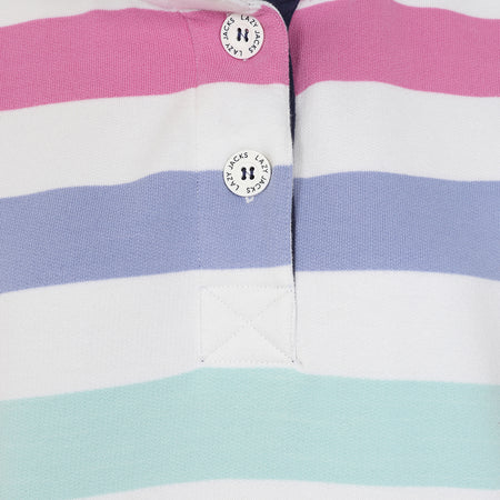 LJ6 - Ladies Striped Button Neck Sweatshirt - Watercolours