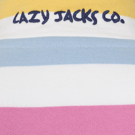 LJ6 - Ladies Striped Button Neck Sweatshirt - Watercolours