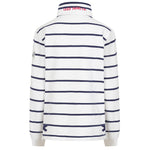 LJ6 - Striped Button Neck Sweatshirt - White