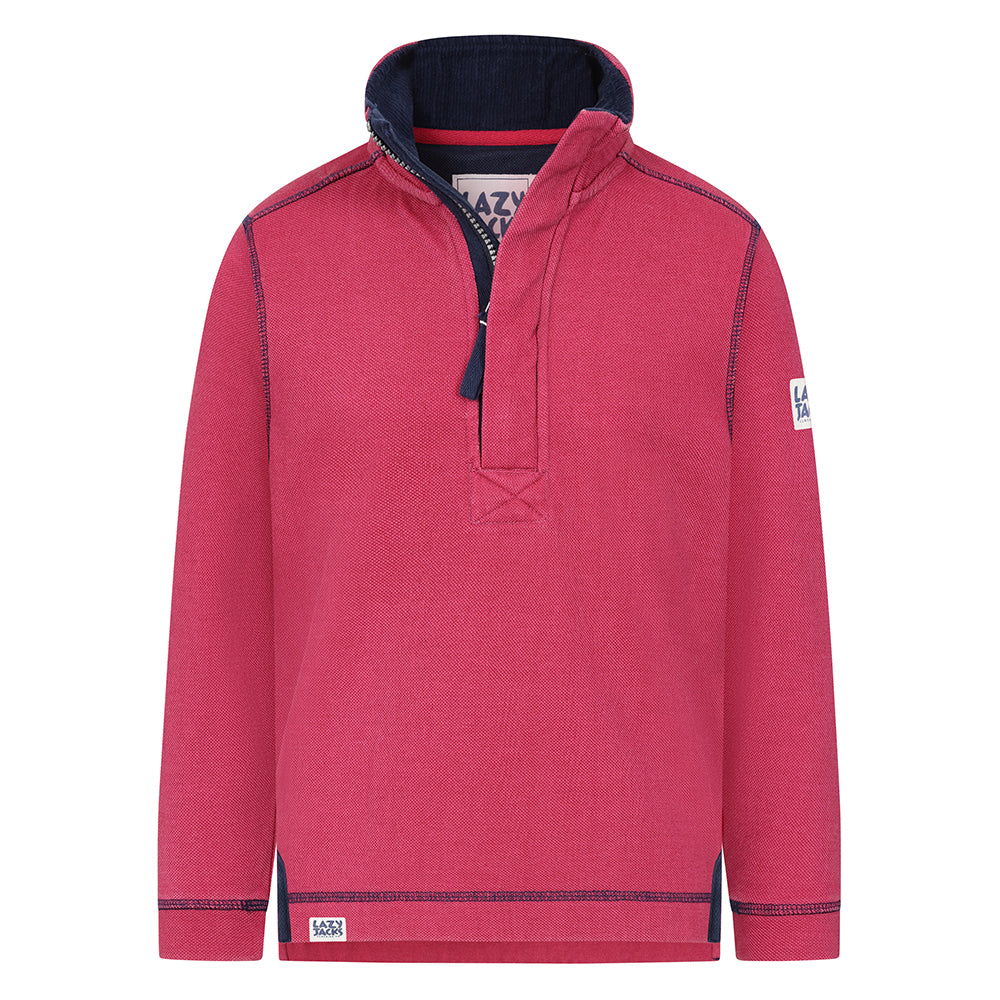 LJ700C - Boys Pique 1/4 Zip Sweatshirt - Rouge