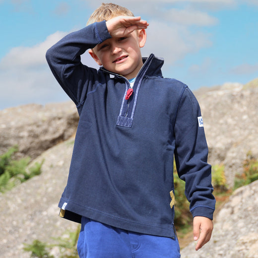 LJ700C - Boys 1/4 Zip Pique Sweatshirt - Marine