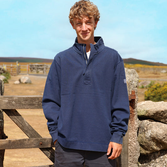 LJ700 - Mens Pique 1/4 Zip Sweatshirt - Marine