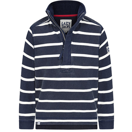 LJ700SC - Boy's Striped 1/4 Zip Pique Sweatshirt - Marine