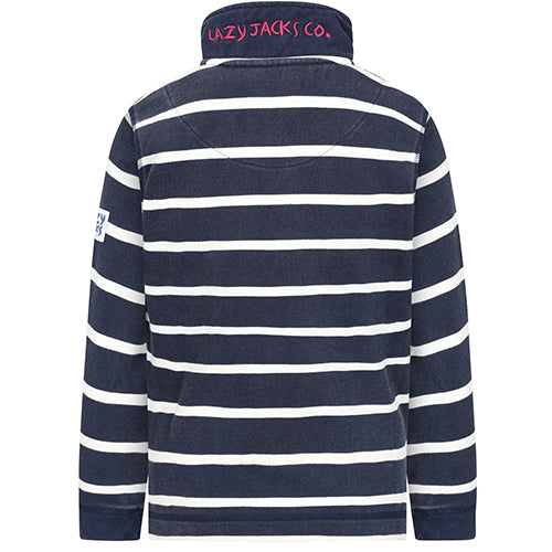 LJ700SC - Boy's Striped 1/4 Zip Pique Sweatshirt - Marine