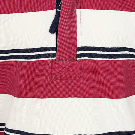 LJ700SC - Boy's Striped 1/4 Zip Pique Sweatshirt - Rouge