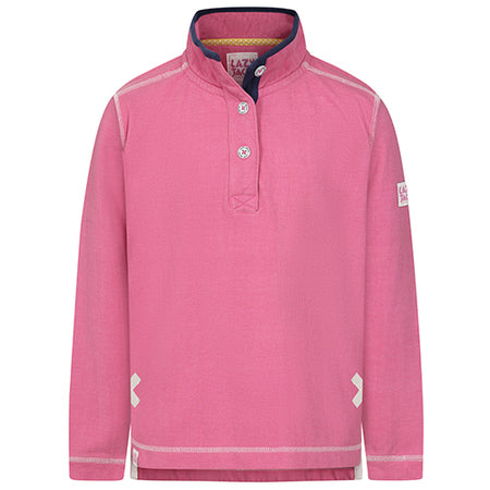 LJ301C -  Girls Pique Button Neck Sweatshirt - Salmon