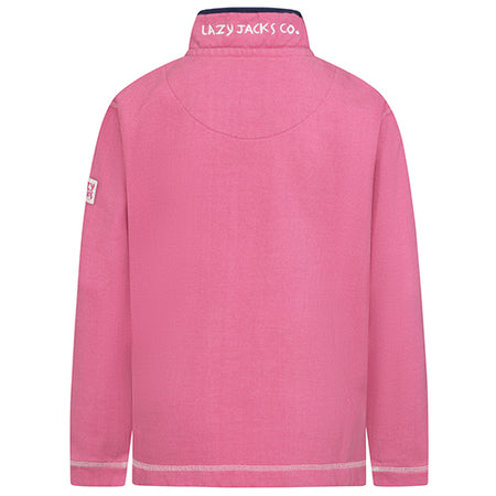 LJ301C -  Girls Pique Button Neck Sweatshirt - Salmon