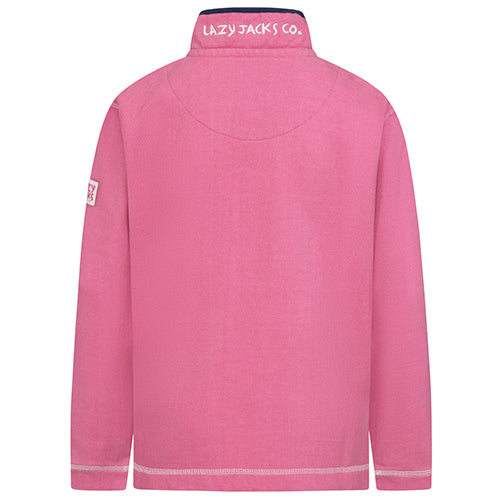 LJ301C -  Girls Pique Button Neck Sweatshirt - Salmon