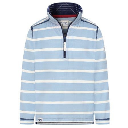 LJ700SC - Boys Striped 1/4 Zip Pique Sweatshirt - Sky
