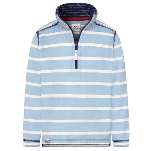 LJ700SC - Boys Striped 1/4 Zip Pique Sweatshirt - Sky