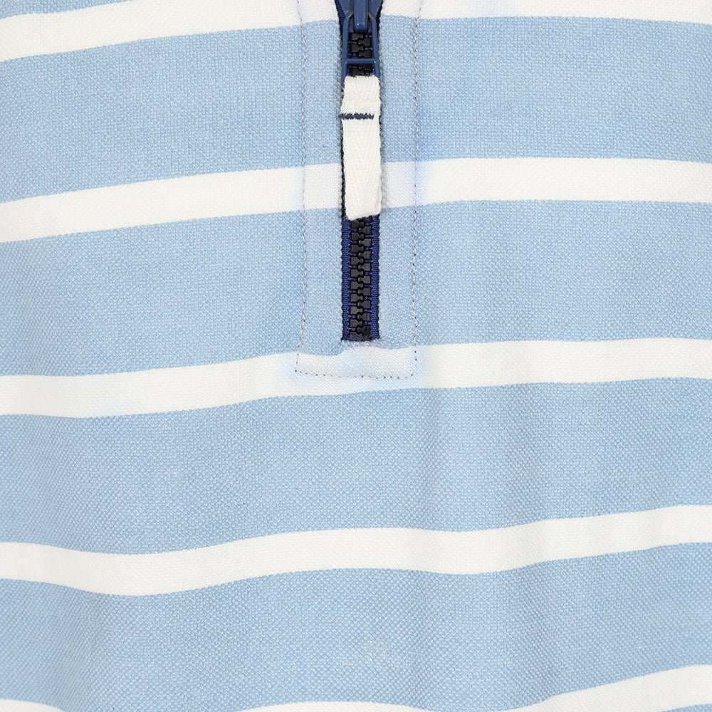 LJ700SC - Boys Striped 1/4 Zip Pique Sweatshirt - Sky