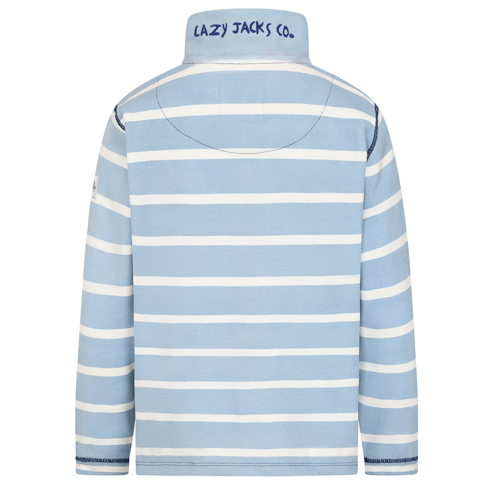LJ700SC - Boys Striped 1/4 Zip Pique Sweatshirt - Sky