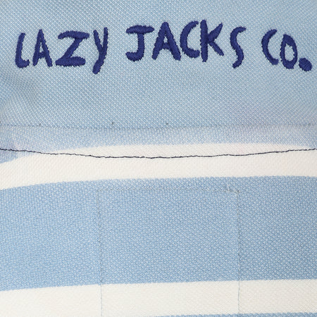 LJ700SC - Boys Striped 1/4 Zip Pique Sweatshirt - Sky