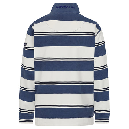 LJ700S - Mens Striped 1/4 Zip Pique Sweatshirt - Denim