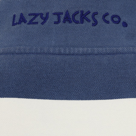 LJ700S - Mens Striped 1/4 Zip Pique Sweatshirt - Denim