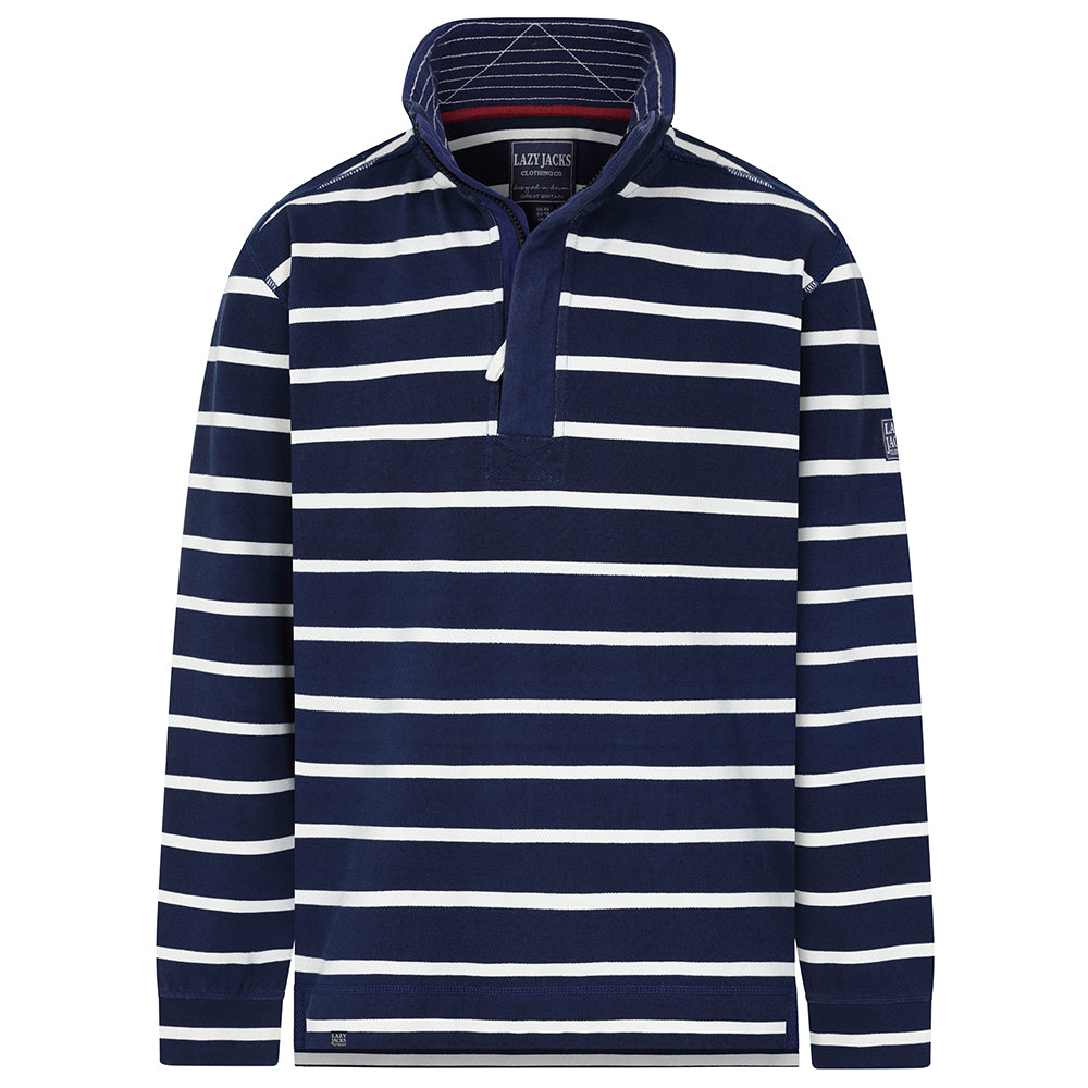 LJ700S - Mens Striped 1/4 Zip Pique Sweatshirt - Marine