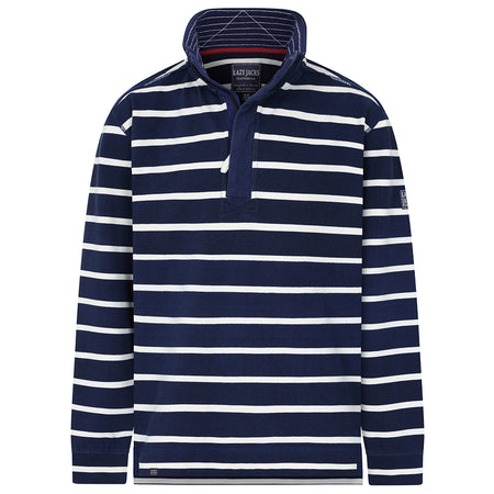 LJ700S - Mens Striped 1/4 Zip Pique Sweatshirt - Marine