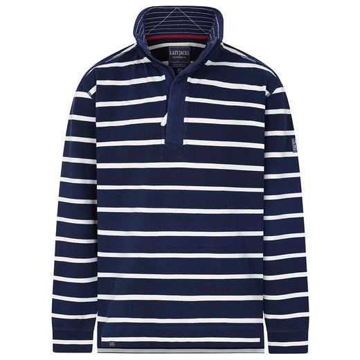 LJ700S - Mens Striped 1/4 Zip Pique Sweatshirt - Marine
