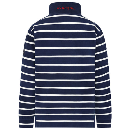 LJ700S - Mens Striped 1/4 Zip Pique Sweatshirt - Marine