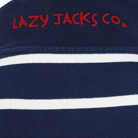 LJ700S - Mens Striped 1/4 Zip Pique Sweatshirt - Marine