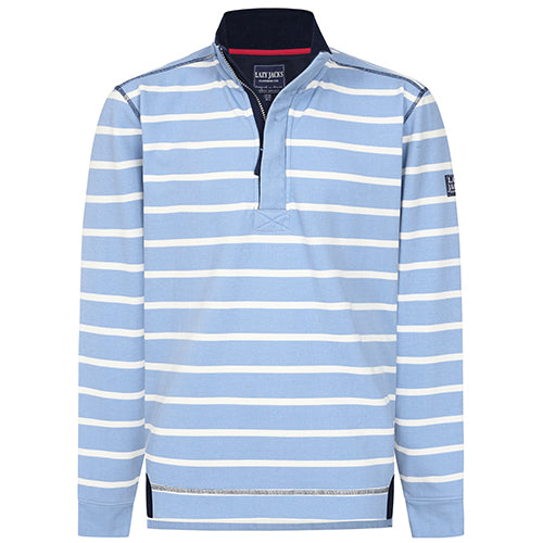 LJ700S - Men's Pique Striped Sweatshirt - Sky