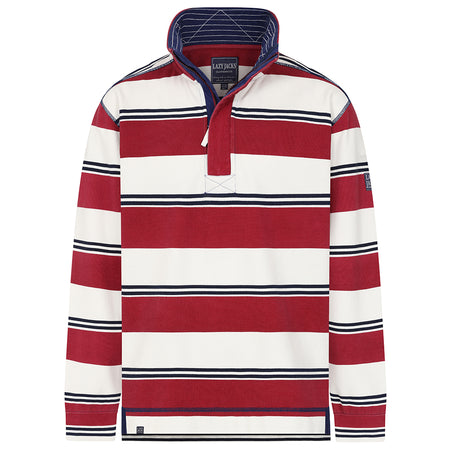 LJ700S - Mens Striped Pique 1/4 Zip Sweatshirt - Rouge