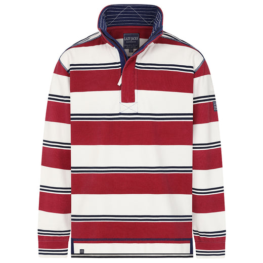 LJ700S - Mens Striped Pique 1/4 Zip Sweatshirt - Rouge