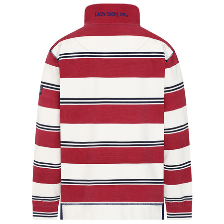 LJ700S - Mens Striped Pique 1/4 Zip Sweatshirt - Rouge