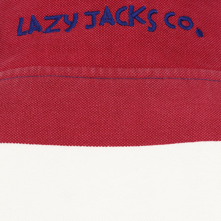 LJ700S - Mens Striped Pique 1/4 Zip Sweatshirt - Rouge
