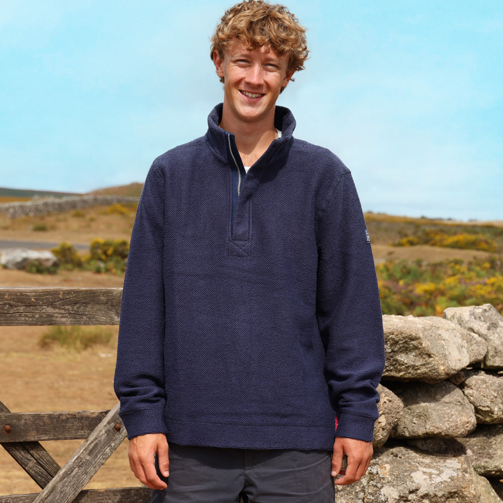 LJ703 - Men's 1/4  Zip Textured Sweatshirt - Marine