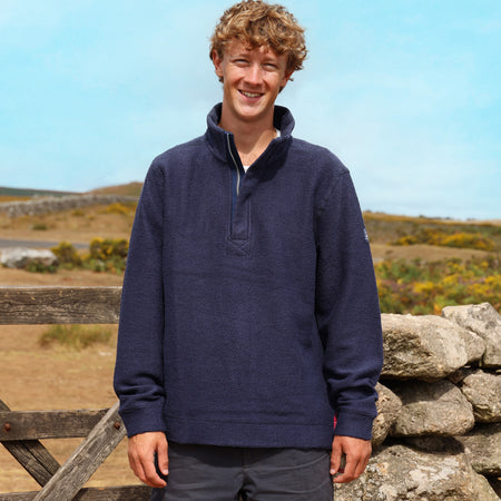 LJ703 - Men's 1/4  Zip Textured Sweatshirt - Marine