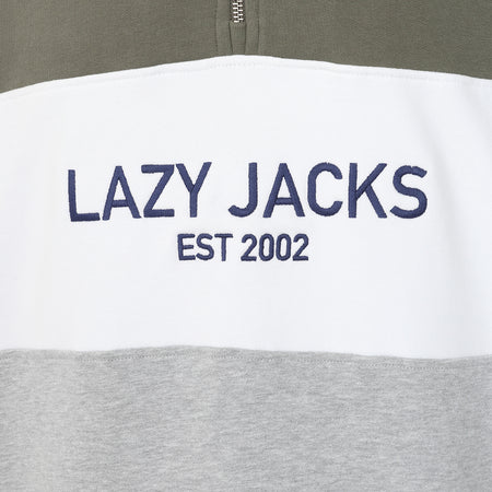 LJ722 - Men's Quarter Zip Branded Sweatshirt - Khaki/Grey Marle