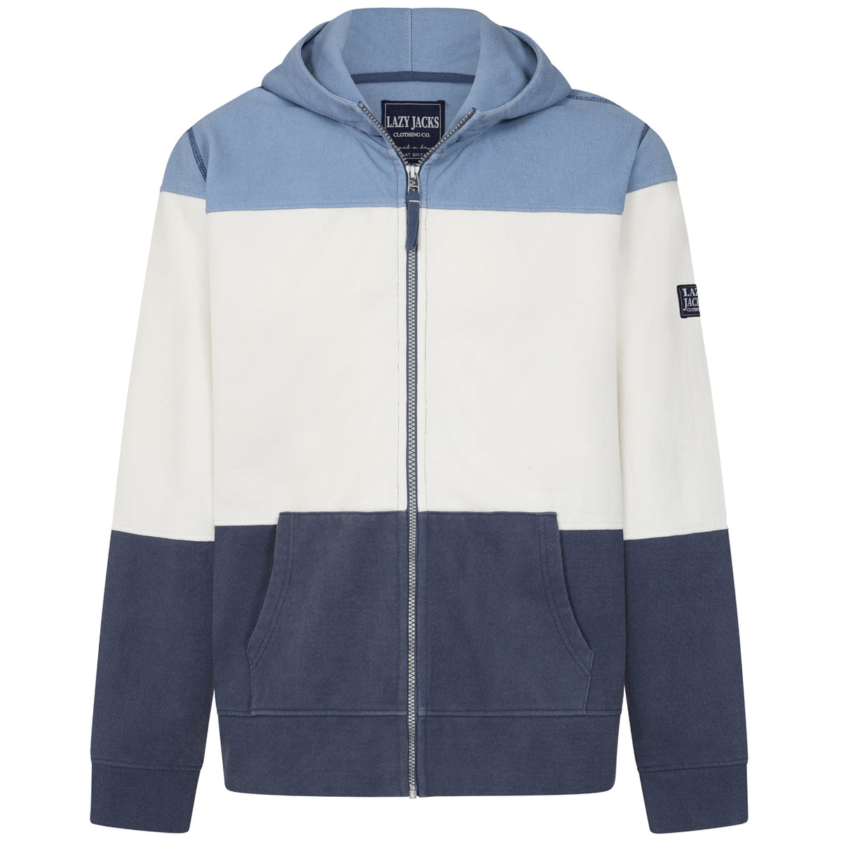 LJ722 - Mens Pique Full Zip Panel Hooded Sweatshirt - Sky