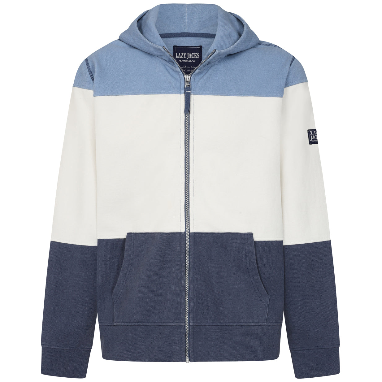 LJ722 - Mens Pique Full Zip Panel Hooded Sweatshirt - Sky