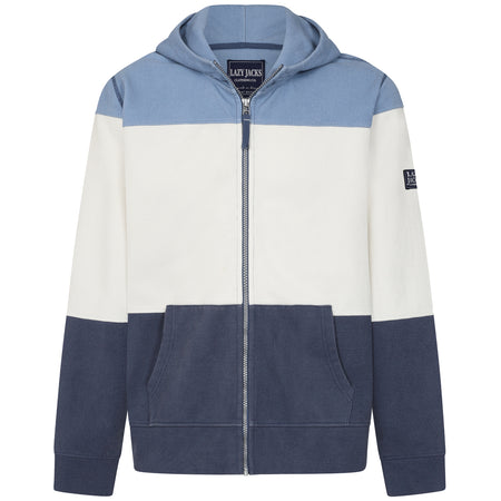 LJ722 - Mens Pique Full Zip Panel Hooded Sweatshirt - Sky